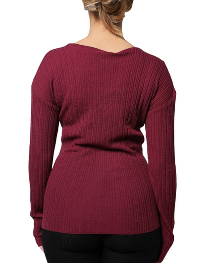 Roberto Cavalli Rødbrun Jumper Keyhole Strikpullover