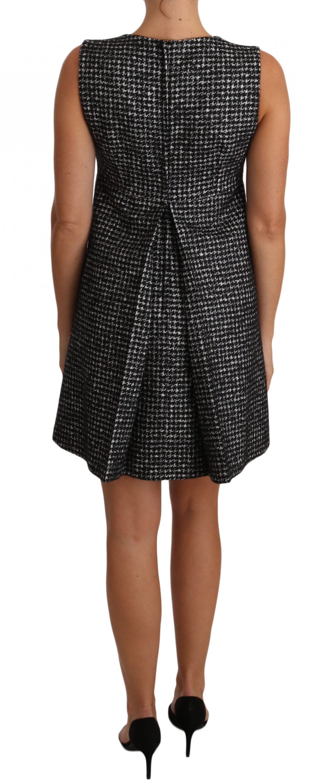 Dolce &amp; Gabbana Houndstooth Floral Appliqué Shift Dress