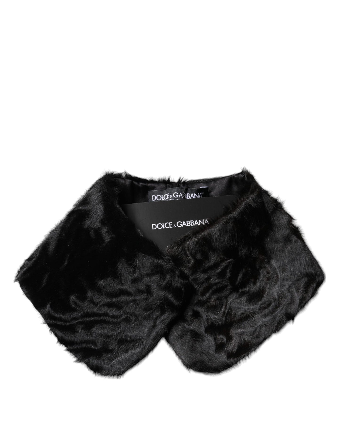 Dolce &amp; Gabbana Sort Lammepelskrave Dame Halstørklæde
