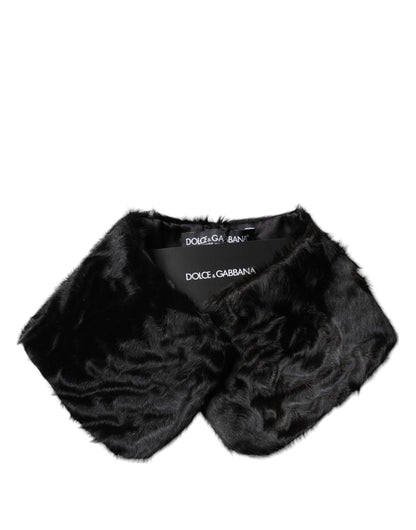 Dolce &amp; Gabbana Sort Lammepelskrave Dame Halstørklæde