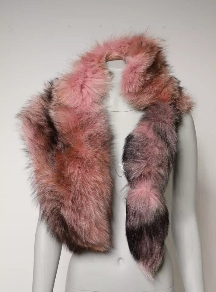 Dolce &amp; Gabbana Pink Frost Fox Fur Halsvarmer Vintertørklæde