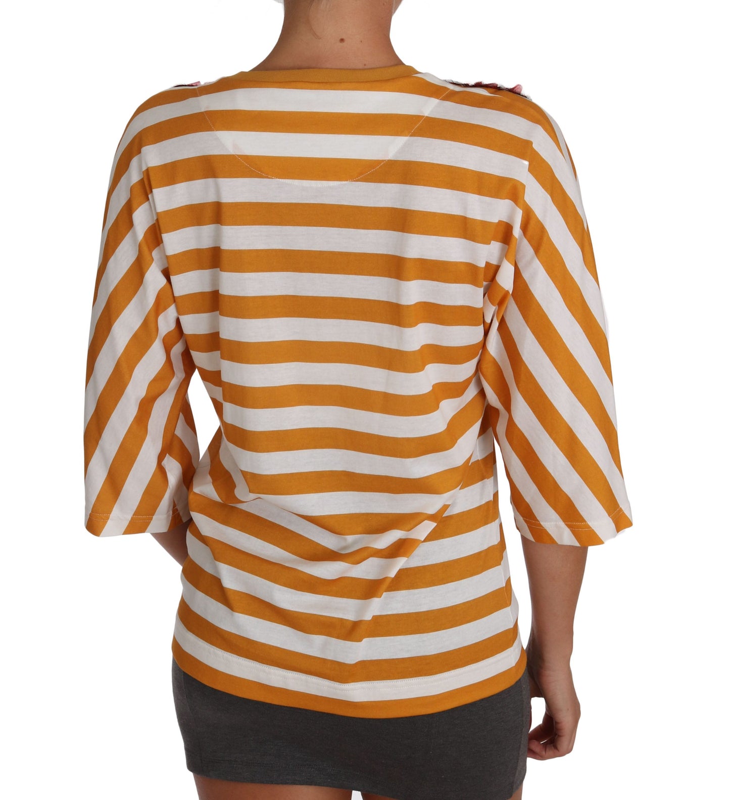 Dolce &amp; Gabbana FIRENZE bluse med pailletter i orange og hvid