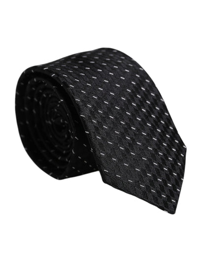 Dolce & Gabbana Black Patterned Silk Adjustable Necktie Tie