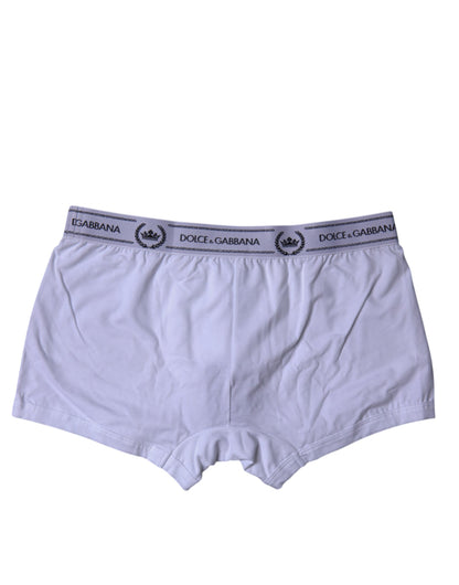 Dolce & Gabbana White Cotton Stretch Regular Boxer Underwear