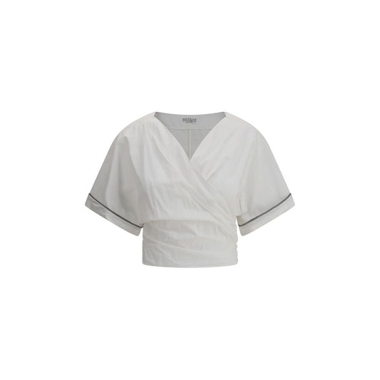 Brunello Cucinelli Bluse med spænde og knudret talje