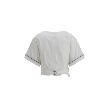 Brunello Cucinelli Bluse med spænde og knudret talje