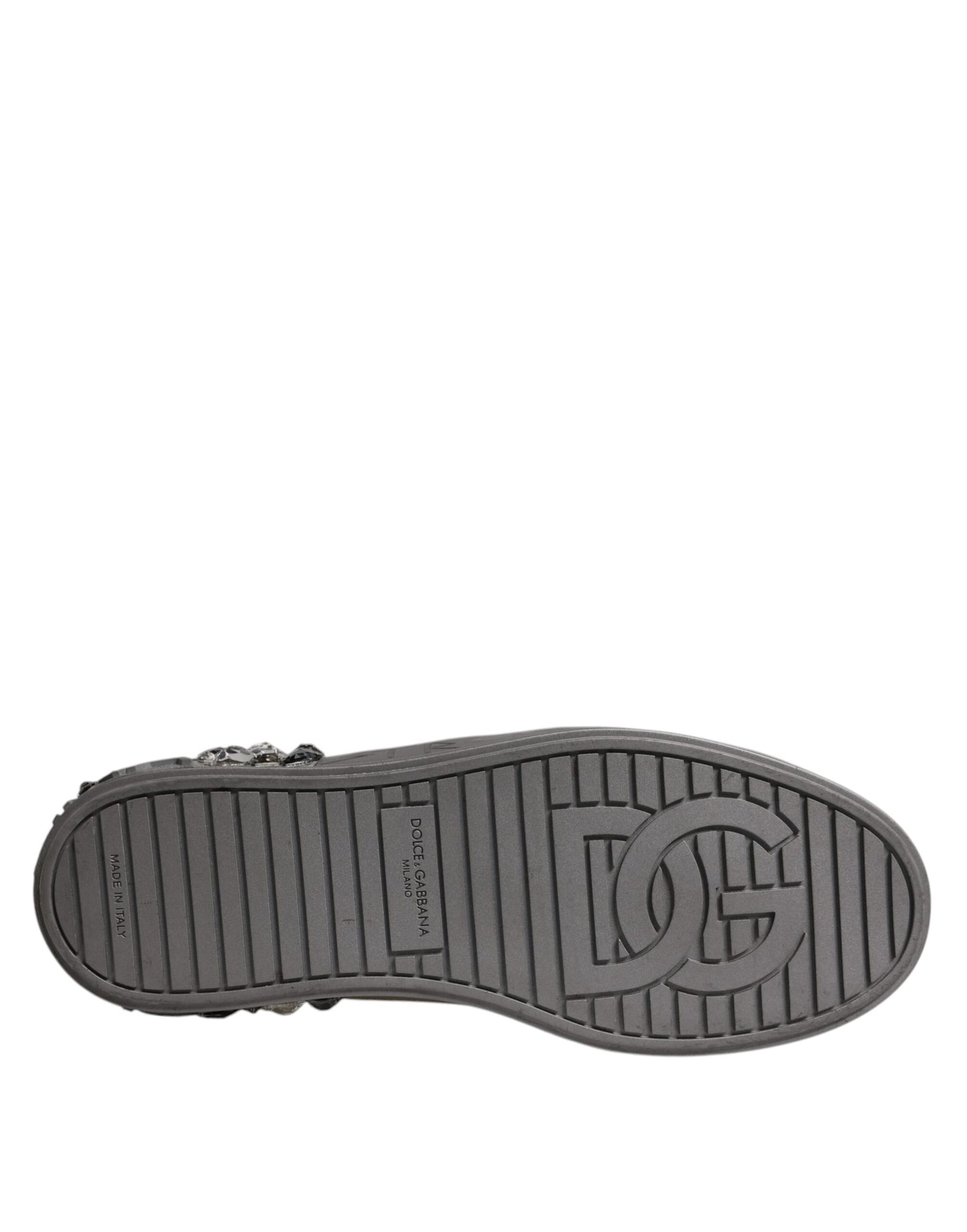 Dolce &amp; Gabbana Hvide Sølv Krystallogo Portofino Sneakers Sko