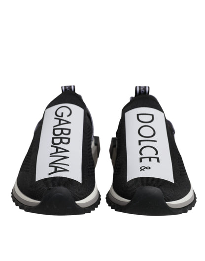 Dolce &amp; Gabbana Sorte Hvide Slip-On Sorrento Sneakers Sko