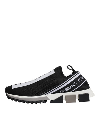 Dolce &amp; Gabbana Sorte Hvide Slip-On Sorrento Sneakers Sko