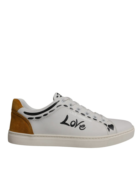 Dolce &amp; Gabbana Hvide Lave Sneakers i Ruskind