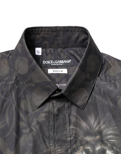 Dolce &amp; Gabbana Sort Royal Pet Portrait GULD Kjole