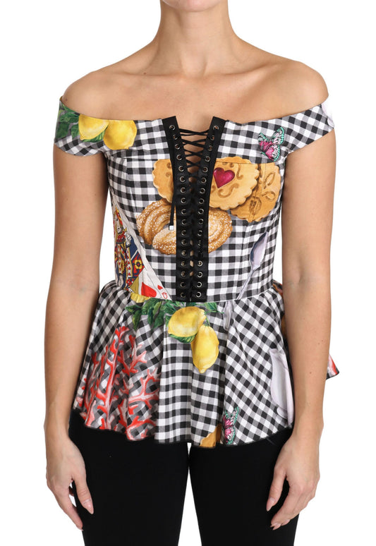Dolce &amp; Gabbana Chic Ternet Korset Top Bluse