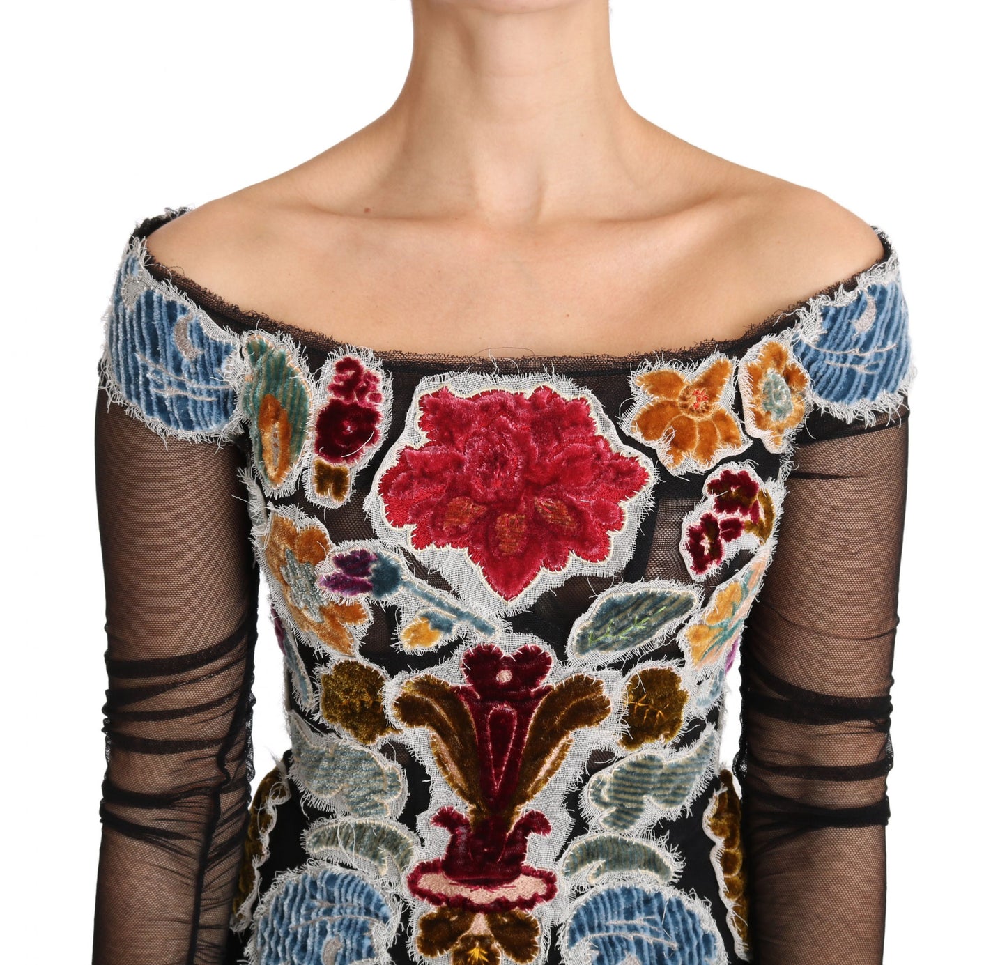 Dolce &amp; Gabbana Elegant Floral Applique Langærmet Top