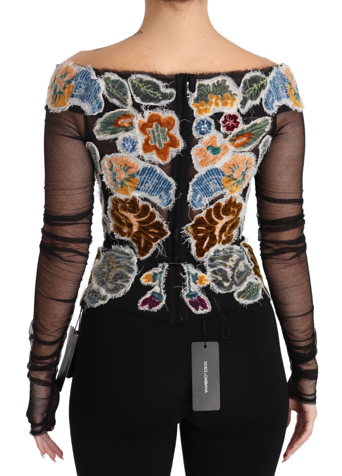 Dolce &amp; Gabbana Elegant Floral Applique Langærmet Top