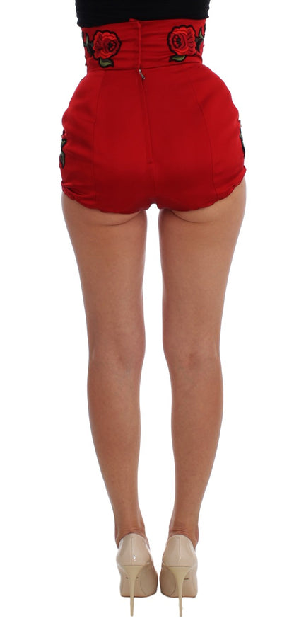 Dolce &amp; Gabbana Elegante Silke Shorts Med Høj Talje Og Broderi