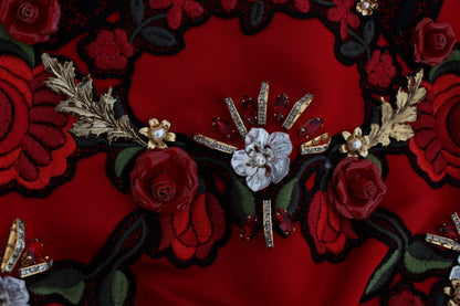 Dolce &amp; Gabbana Smukke Røde Silke Broderede Shorts
