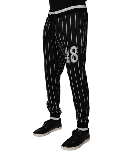 Dolce &amp; Gabbana Sorte Hvide Stribede Jogger Joggingbukser Bukser