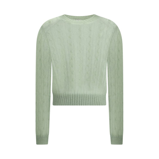 Brunello Cucinelli mohair- og uldstrikket sweater med kabelstrikket bånd