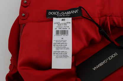 Dolce &amp; Gabbana Glamorous Red Silke Shorts med Broderi og Blomsterprint