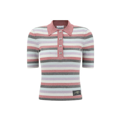 Ganni Striped Polo Top