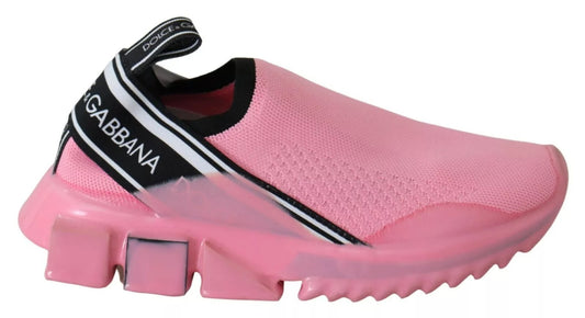 Dolce &amp; Gabbana Pink Low Top Sorrento Sneakers Slip On Casual Sko