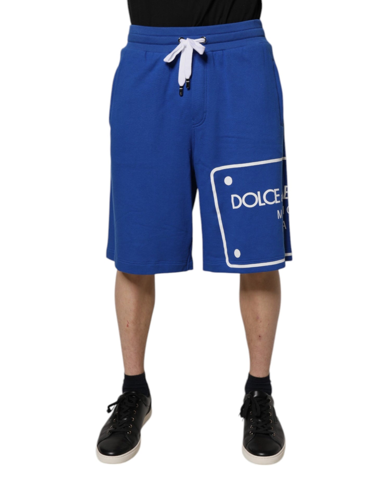 Dolce &amp; Gabbana Blå Logo Bomulds Bermuda Sweatshorts Shorts