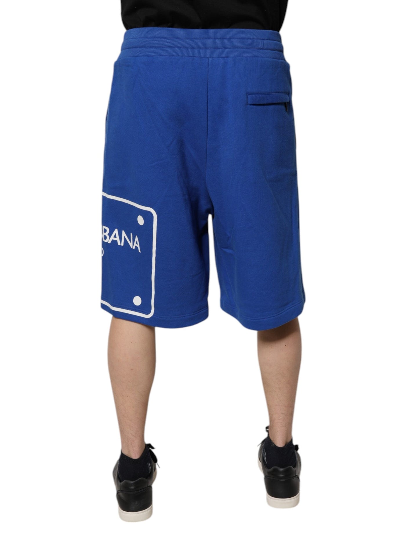Dolce &amp; Gabbana Blå Logo Bomulds Bermuda Sweatshorts Shorts