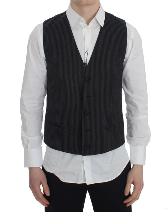 Dolce &amp; Gabbana Elegant gråstribet uldvest