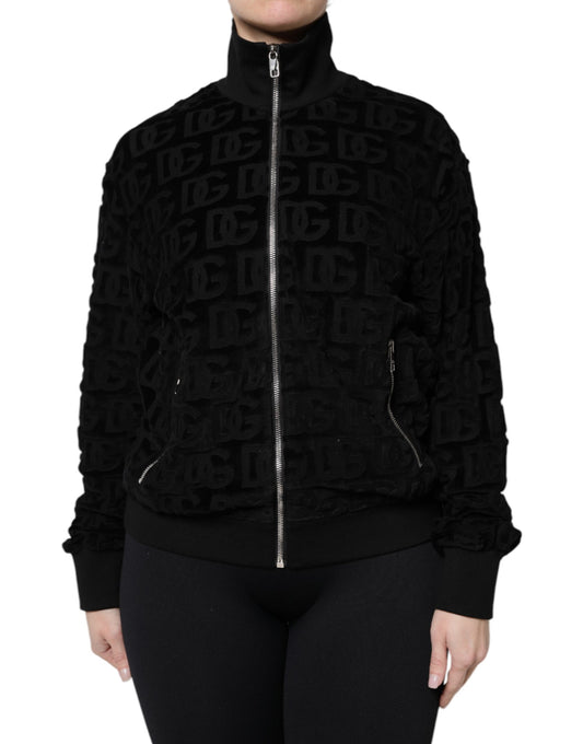 Dolce &amp; Gabbana sort logomonogram bomberjakke med lynlås