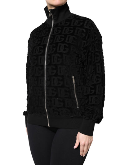 Dolce &amp; Gabbana sort logomonogram bomberjakke med lynlås