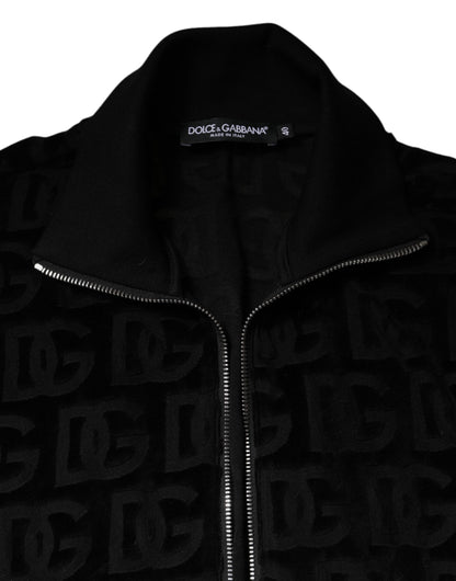 Dolce &amp; Gabbana sort logomonogram bomberjakke med lynlås