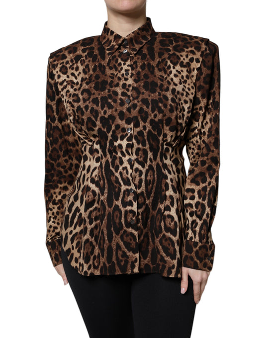 Dolce &amp; Gabbana Brun Leopard Silke Frakkejakke Med Knapper