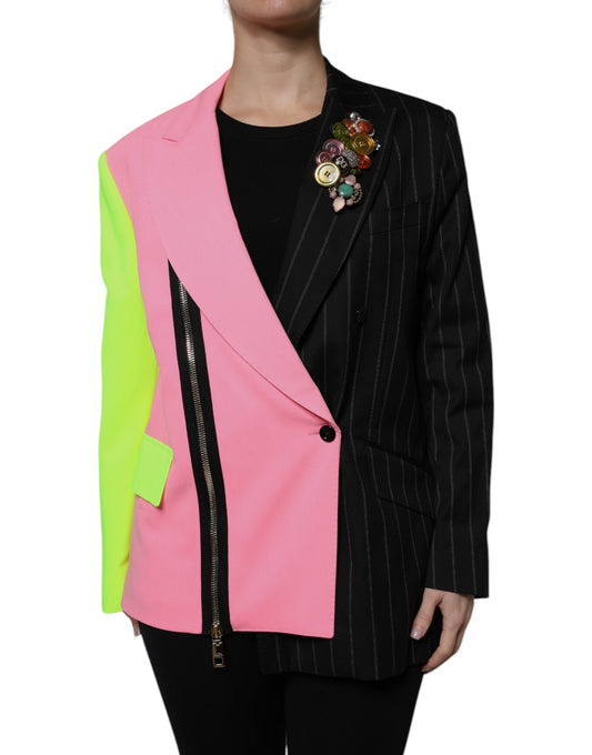 Dolce &amp; Gabbana Flerfarvet Patchwork Udsmykket Frakkejakke