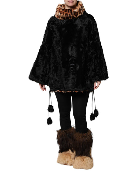 Dolce &amp; Gabbana Sort Lammepels Kort Damefrakke