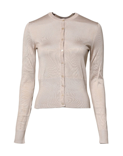 Dolce &amp; Gabbana Beige Silke Cardigan Med Knapper