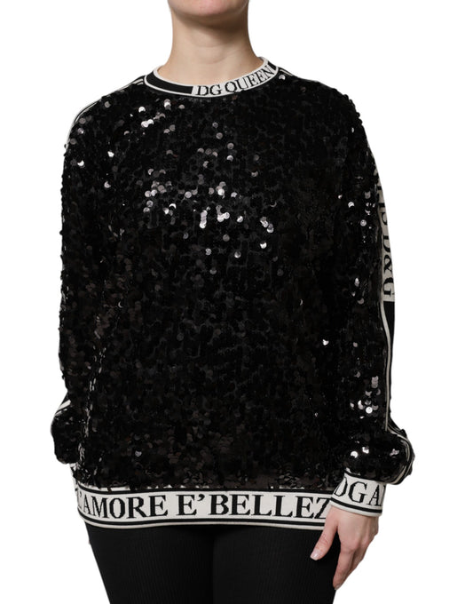 Dolce &amp; Gabbana Sort DG Queen Paillet Pullover Sweater
