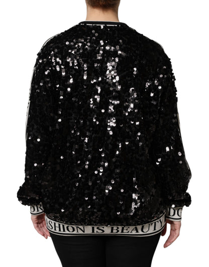Dolce &amp; Gabbana Sort DG Queen Paillet Pullover Sweater