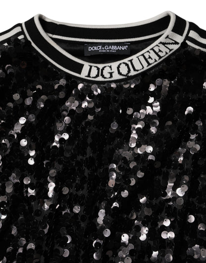 Dolce &amp; Gabbana Sort DG Queen Paillet Pullover Sweater