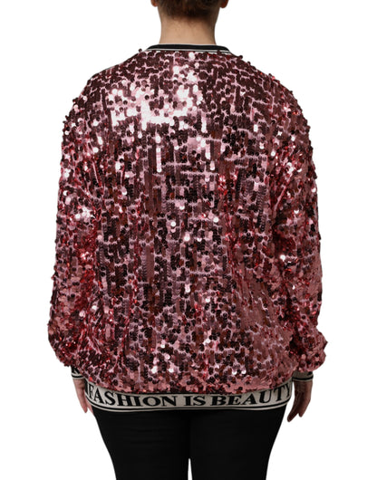 Dolce &amp; Gabbana Pink DG Queen Paillet Pullover Sweater