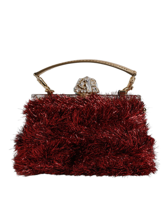 Dolce &amp; Gabbana Rødguldkæde VANDA Aftenclutch med Glitterkrystaller