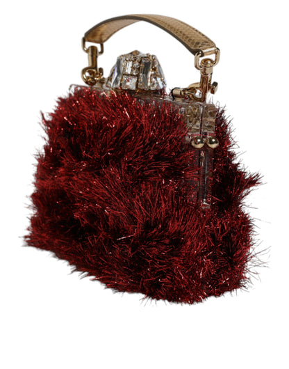 Dolce &amp; Gabbana Rødguldkæde VANDA Aftenclutch med Glitterkrystaller