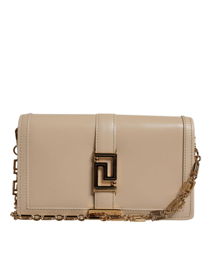 Versace Beige Guldkæde Kalveskind Pung Crossbody Taske