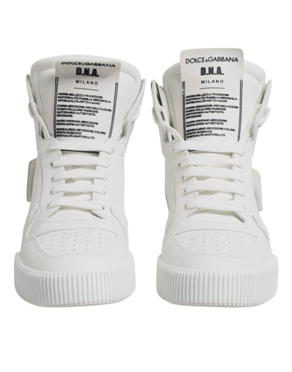 Dolce &amp; Gabbana Hvide Læder High Top Sneakers Sko