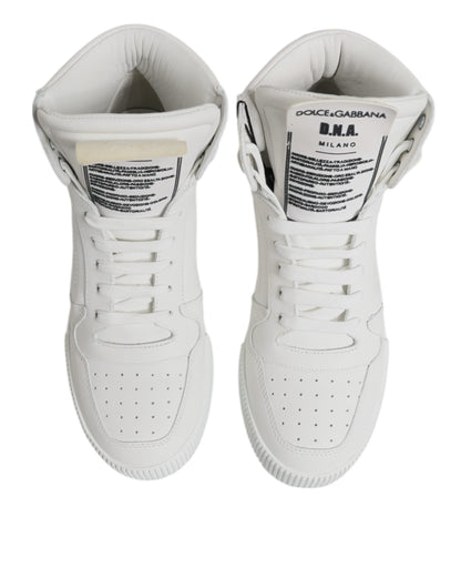 Dolce &amp; Gabbana Hvide Læder High Top Sneakers Sko