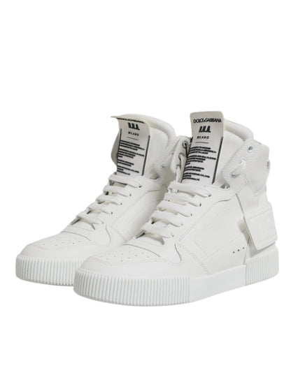 Dolce &amp; Gabbana Hvide Læder High Top Sneakers Sko
