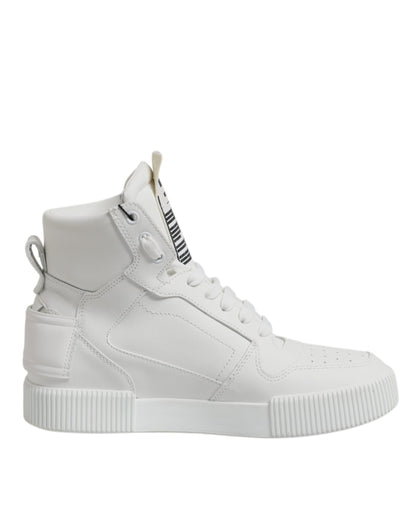 Dolce &amp; Gabbana Hvide Læder High Top Sneakers Sko