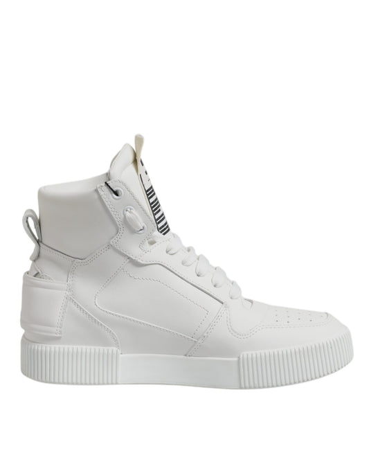 Dolce &amp; Gabbana Hvide Læder High Top Sneakers Sko