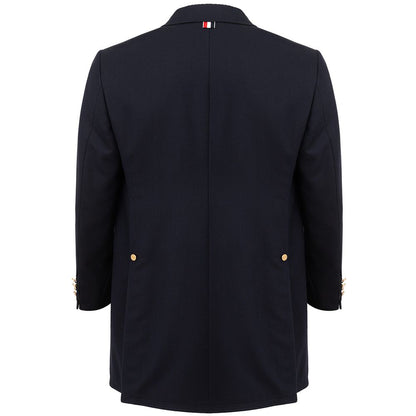 Thom Browne elegant uldjakke i signaturblå