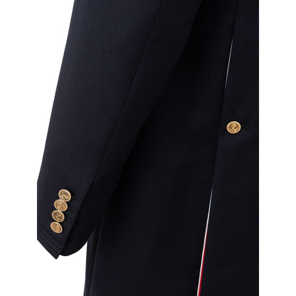 Thom Browne elegant uldjakke i signaturblå
