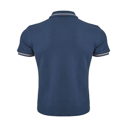 Corneliani elegant blå italiensk bomuldspoloshirt